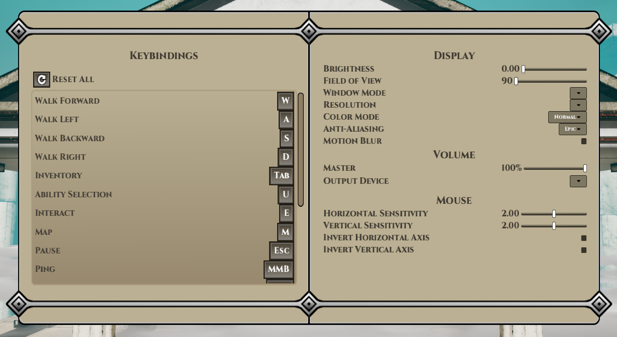 Settings & Keybinds Interface